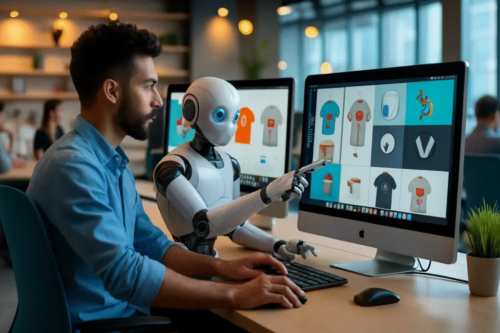 Diseñador grafico que trabaja con la inteligencia artificial